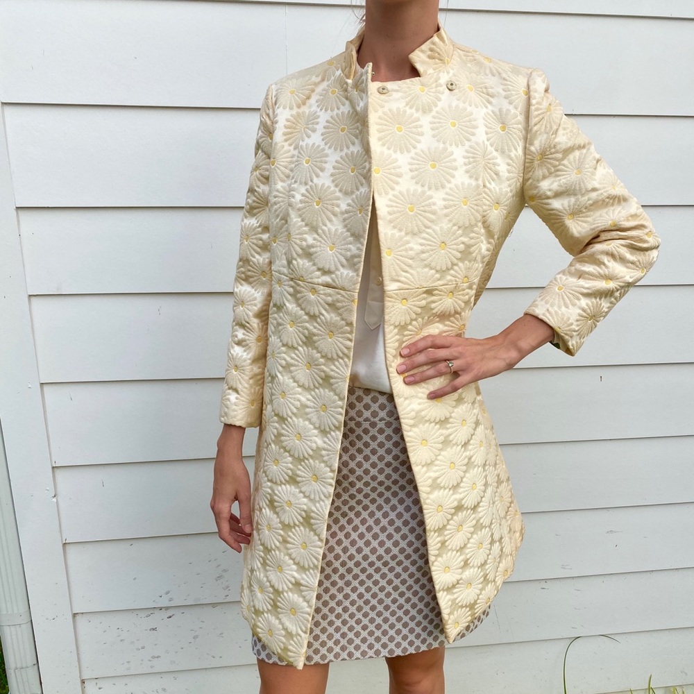 Neiman Marcus Embroidered Daisy Coat - Vintage! - Picture 1 of 6